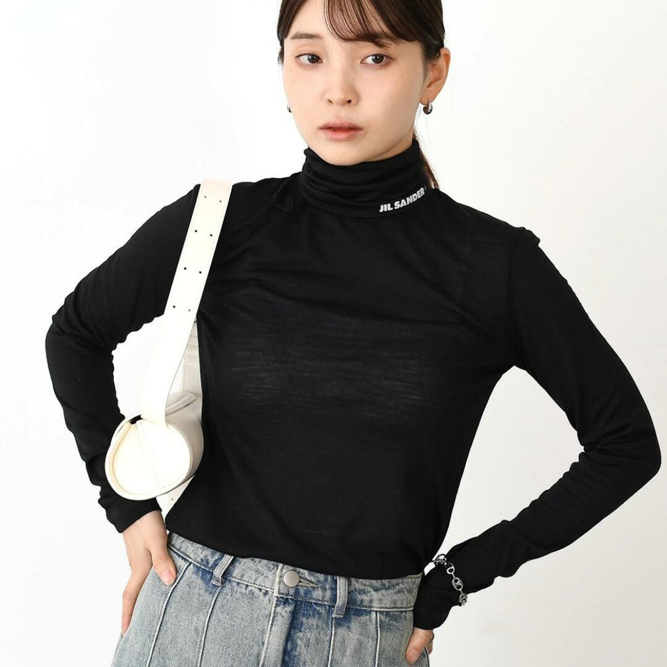 JILSANDER+ ジルサンダープラス トップス ハイネック J40GC0020 J70021 レディース オレンジ ブラック レッド グリーン イエロー ウール混 シアー タートル 長袖 ロンT インナー ブランド ロゴ モード