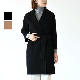 S Max Mara エス マックスマーラ コート アウター ARONA ウールコート 9016071600 レディース ブラック キャメル ポケット 無地 ガウン ロングコート ベルト