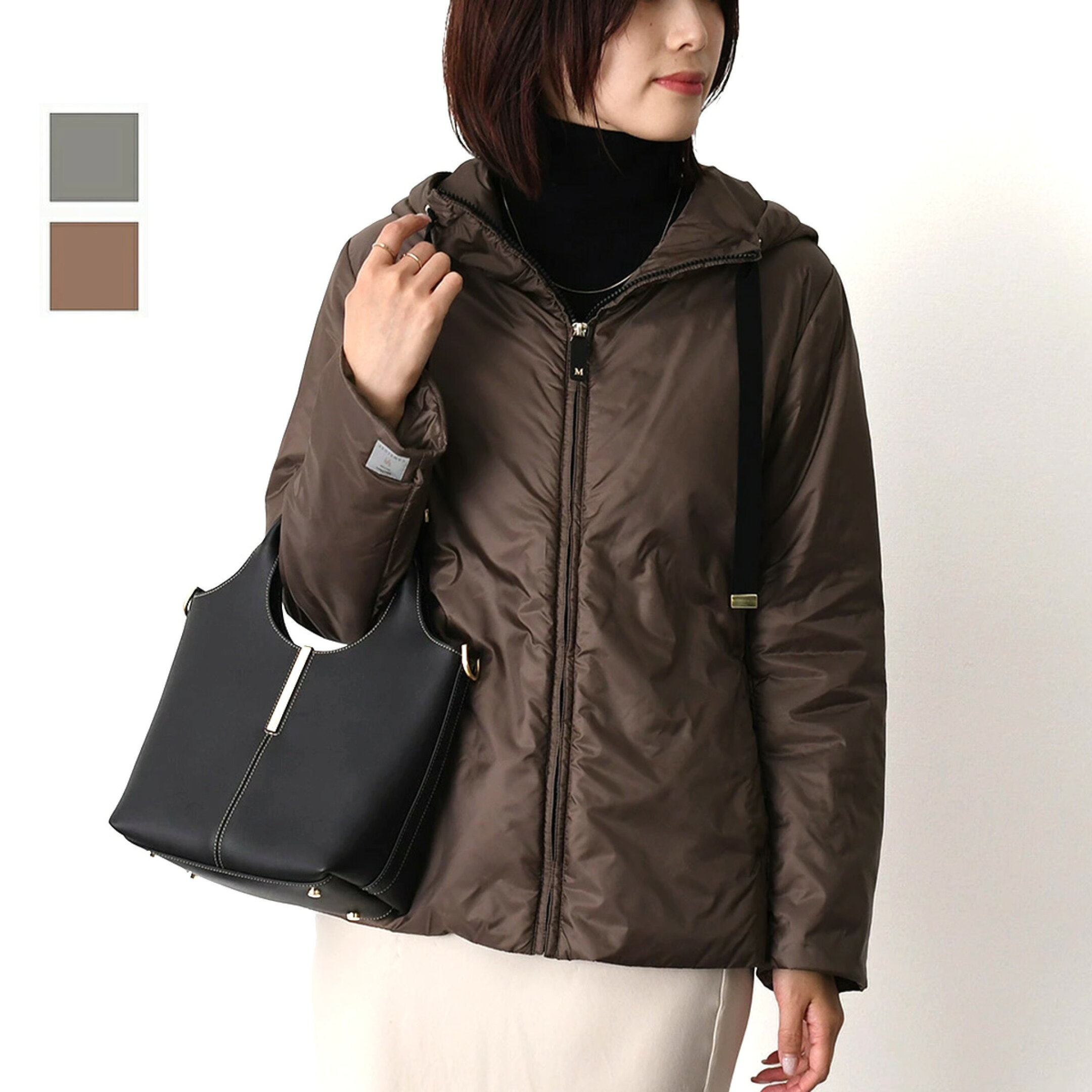 Max Mara マックスマーラ ジャケット ダウン アウター THE CUBE キューブ GREENH テクニカル キルティングライトアウター 9486024406 レディース キルティング ダークグレー ブラウン フード