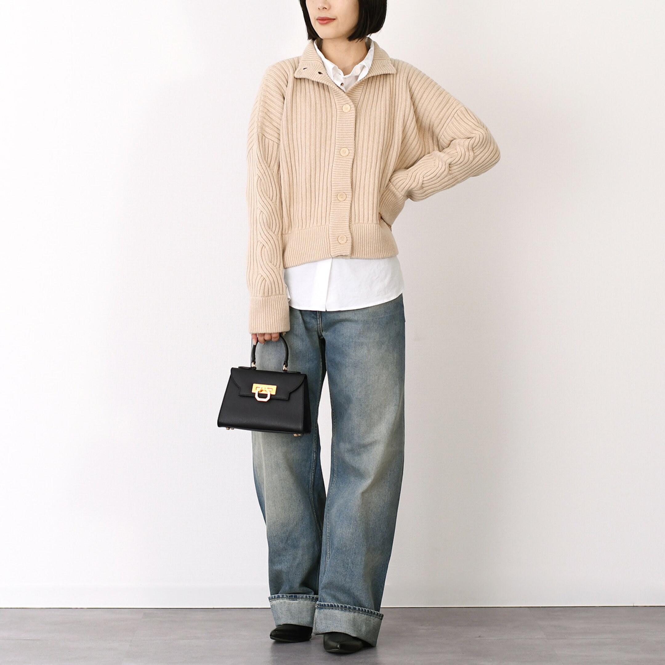 Max Mara マックスマーラ カーディガン AFELIO ウール カシミア リブカーディガン BEIGE ベージュ ドロップショルダー スタンドカラー 秋冬 1346032600