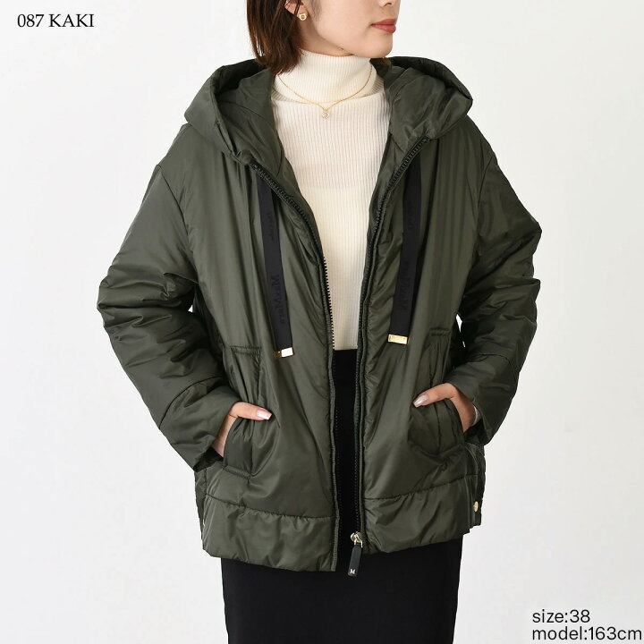 エスマックスマーラ ファー ダウンジャケット カーキ レディース 36  