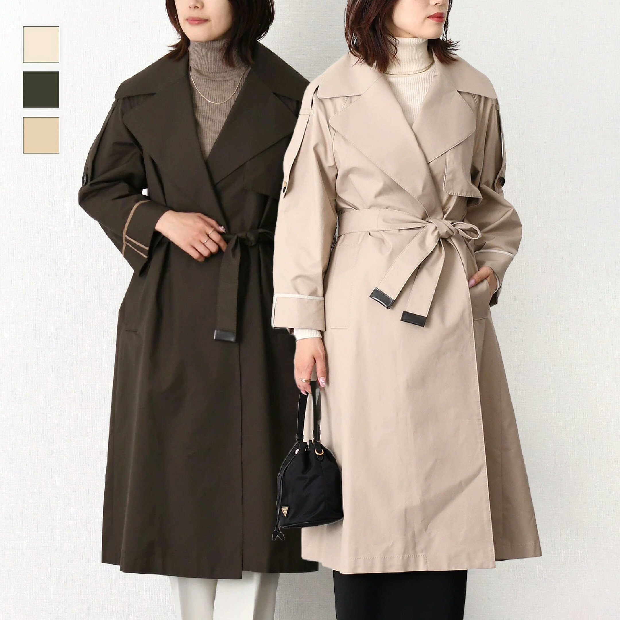 Max Mara The Cube マックスマーラ ザ キューブ トレンチコート コート UTRENCH Uトレンチ オーバーサイズ MTCUTRENCH 2619021014 レディース サンド カーキ ベージュ コットン ラップコート ロゴ 撥水加工
