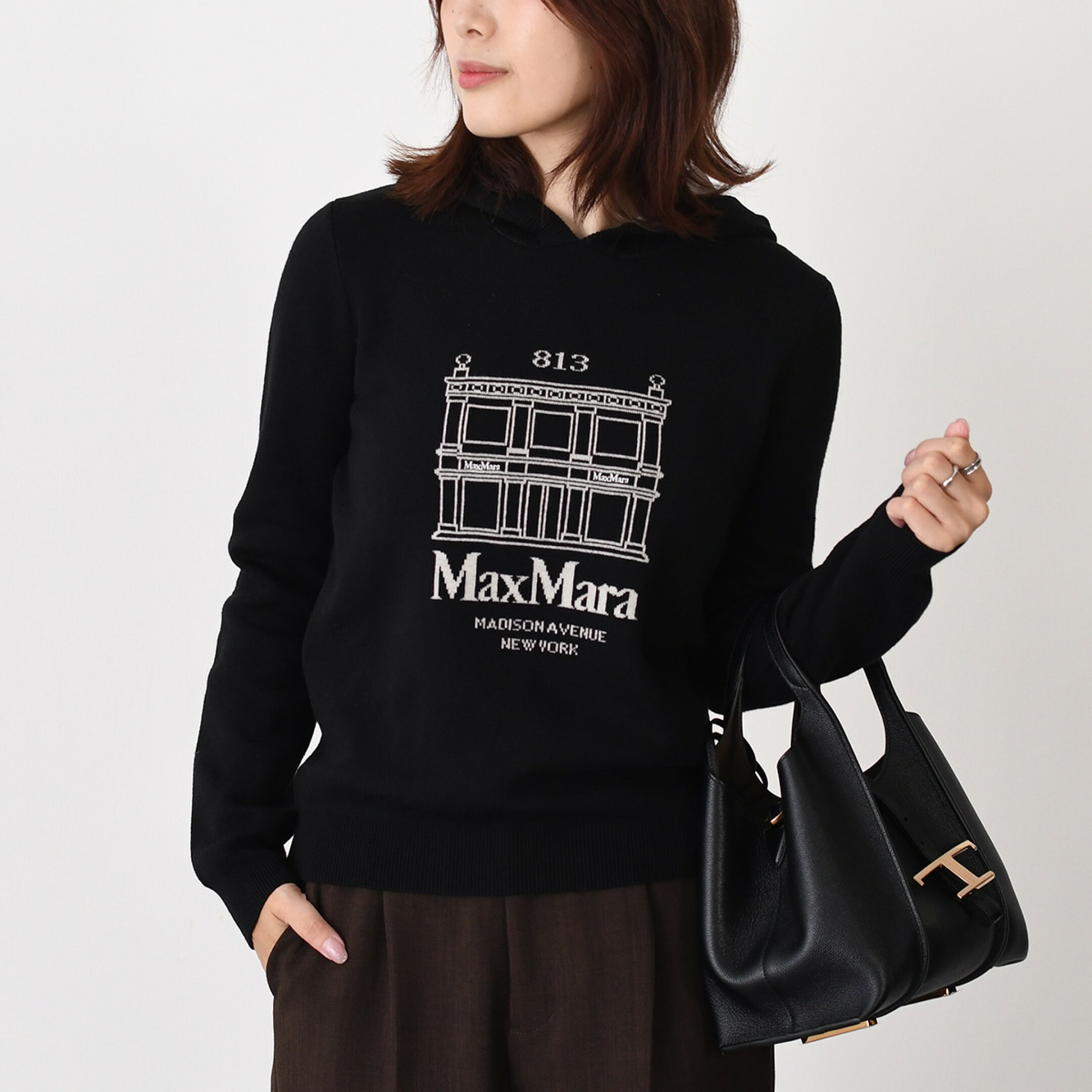 S Max Mara エス マックスマーラ パーカー トップス ウルティモ ULTIMO ウールニットフーディー SMMULTIMO 26193612016 レディース ブラック 長袖 ロゴ 26SS入荷