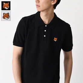 【5/26再入荷】MAISON KITSUNE メゾン キツネ ポロシャツ トップス フォックスヘッド レギュラー ポロ PM00209 KP0002 メンズ ユニセックス ブラック ホワイト ワンポイント コットン 半袖 白 黒 刺しゅう パッチ レギュラーカット 父の日ギフト