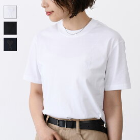 AMI ALEXANDRE MATTIUSSI AMI DE COEUR アミパリス オーガニックトップス ロゴT コットンジャージー Tシャツ BFUTS003 724 レディース ユニセックス ホワイト ブラック ミニロゴ きれいめ