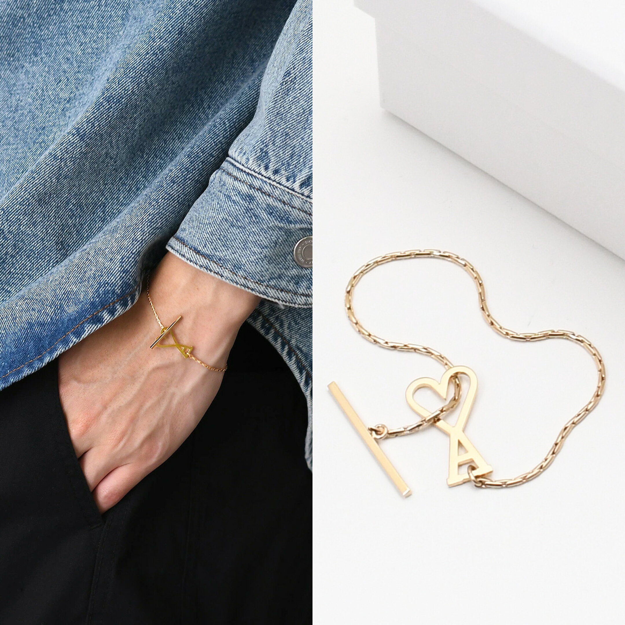 AMI PARIS アミパリス ブレスレット アクセサリー チェーンブレスレット AMI ALEXANDRE MATTIUSSI AMI DE COEUR UJW917 361 メンズ ユニセックス ゴールド 真鍮 ロゴ ギフト プレゼント おすすめ