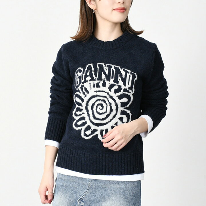 楽天市場】GANNI ガニー ニット セーター トップス FLOWER O-NECK KNIT 