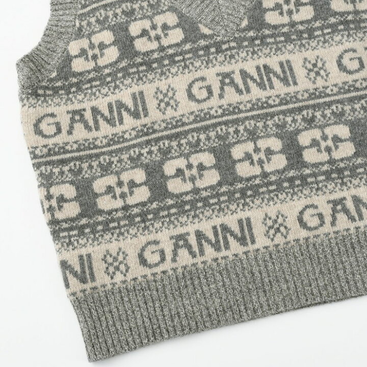 楽天市場】GANNI ガニー ベスト トップス ロゴウールミックスベスト 