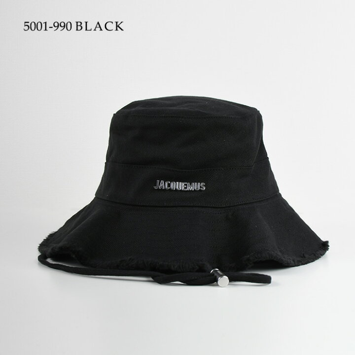 JACQUEMUS◇ロゴバケットハット/58/コットン/BLK/無地/レディース 