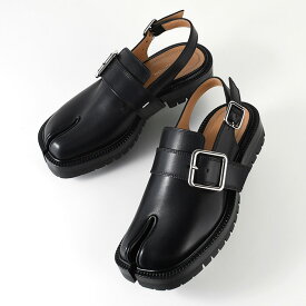 MAISON MARGIELA メゾン マルジェラ シューズ 靴 タビ カウンティサンダル S58WP0283 P3292 レディース ブラック レザー フラットサンダル スプリットトゥ ホワイトステッチ sstmcp