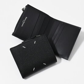 MAISON MARGIELA メゾン マルジェラ 4ステッチ ZIP 2つ折り 財布 メンズ SA1UI0020 P4745 ミニ財布 折りたたみ財布 ブラック レザー