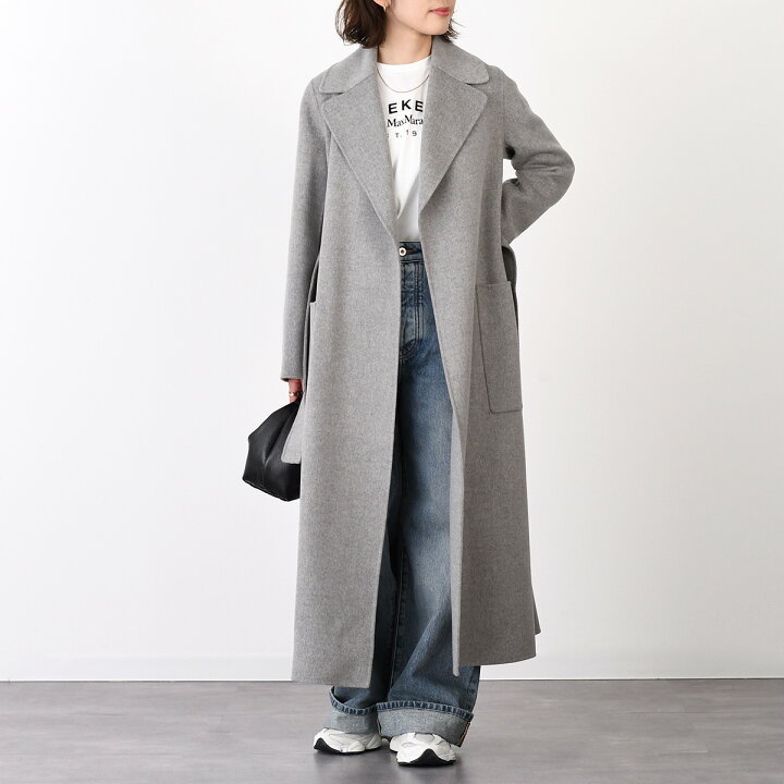 マックス＆コー モヘア バージンウール ロングコート グレー 42 美品 