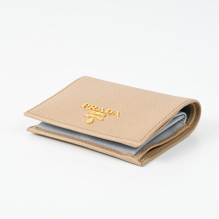 残り一つ新品PRADA SAFFIANOゴールドプレート付二つ折コンパクト財布  