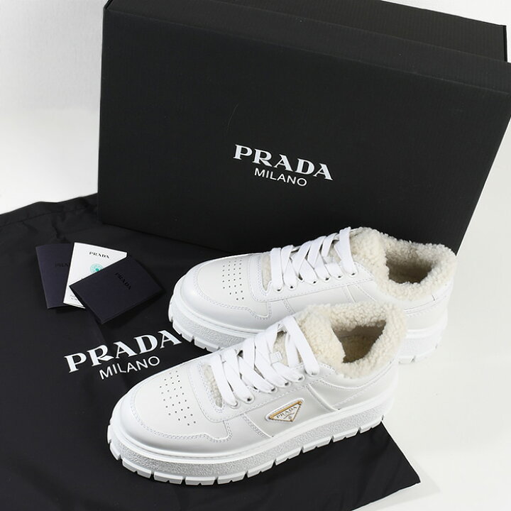 楽天市場】PRADA プラダ 靴 シューズ スニーカー レザーxシアリング 