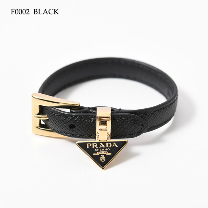 楽天市場】PRADA プラダ ブレスレット サフィアーノ レザー 三角ロゴ 