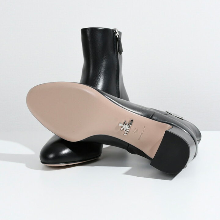 楽天市場】PRADA プラダ ブーツ ブーティー トライアングルロゴレザー  