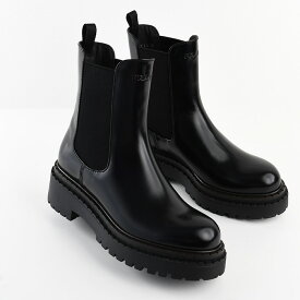 PRADA プラダ ブーツ シューズ レザー チェルシーブーツ 1T744N ULR レディース ブラック ショートブーツ アンクルブーツ ロゴ 厚底