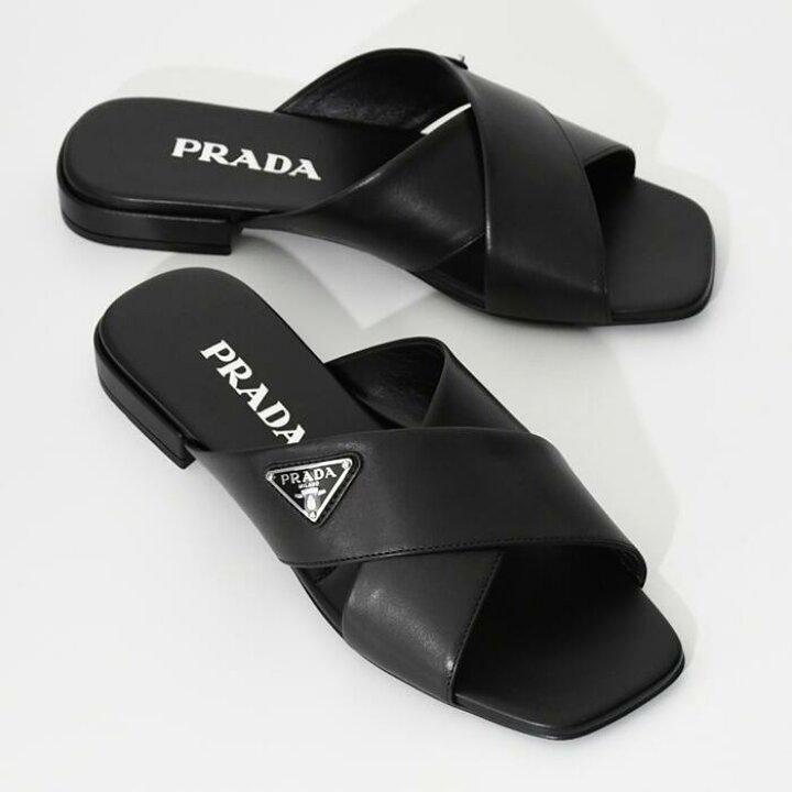 楽天市場】PRADA プラダ サンダル トライアングルロゴスライド 1XX659 