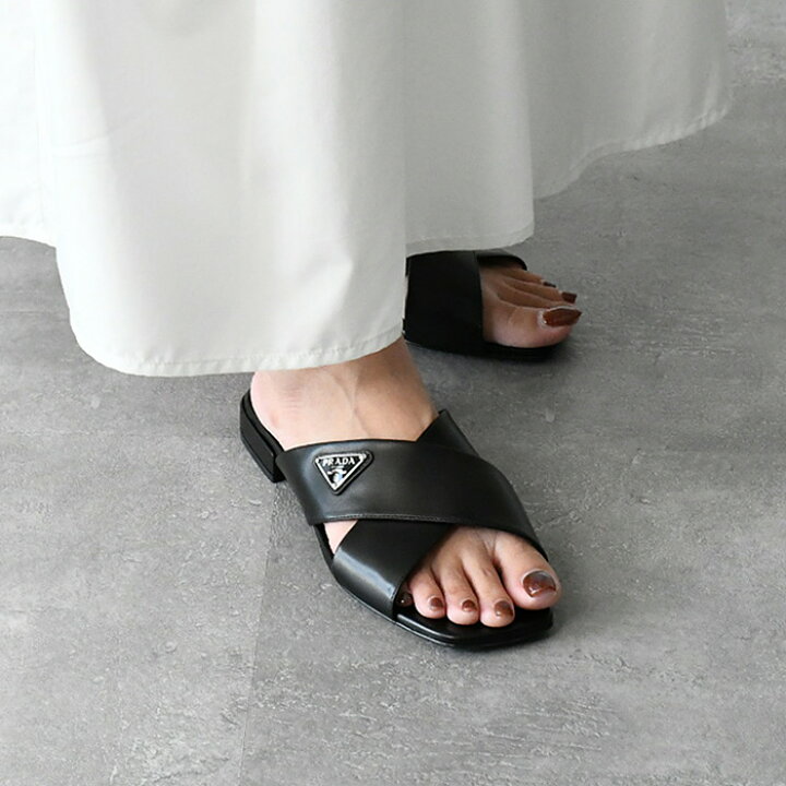 楽天市場】PRADA プラダ サンダル トライアングルロゴスライド 1XX659 