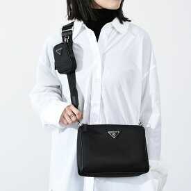 PRADA プラダ バッグ Re-Nylon サフィアーノレザーショルダーバッグ 2VH113 2DMH レディース ユニセックス ブラック レザー ポーチ トライアングルロゴ 人気 おすすめ