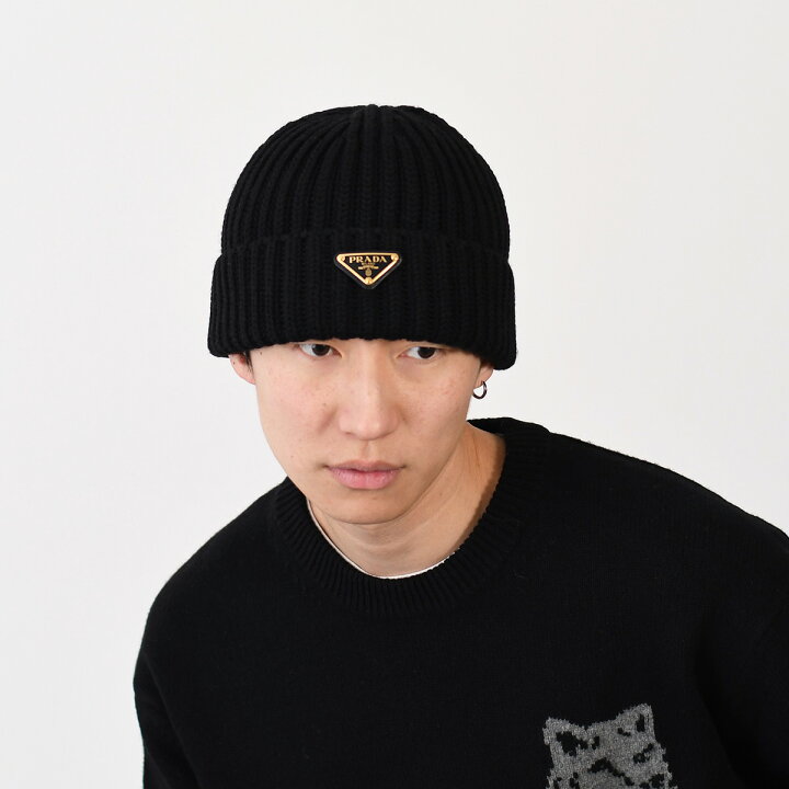 楽天市場】PRADA プラダ ニット帽 ウール ビーニー 1HC390 2DZL メンズ 