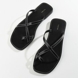 THE ROW ザ・ロウ フラットサンダル Link レザーサンダル F1455 SBF10 レディース ブラック クロスストラップ スクエアトゥ インソールロゴ sstmcp