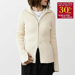 【30%OFF対象|決算SALE】JILSANDER ジルサンダー カーディガン トップス J02HP0002 J15362 BEIGE ベージュ レディース コットン リブ ニット ハイネック ジップ 長袖 モード【SISS10】