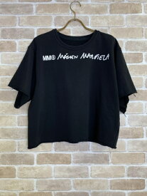 【中古】20SS ルーマニア製 MM6 エムエムシックス カットソー スウェット ロゴ カットオフ Maison Margiela メゾン マルジェラ ブラック S 33848783