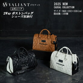 【公式ストア】2025 NEW VALIANT バリアントゴルフ ボストンバッグ メンズ VAC-001 カジュアルコレクション 限定 合成皮革 こだわり刺繍 デザイン かっこいい おしゃれ レア シューズ収納 ポケット ショルダー プレゼント 全3色 ブラック ホワイト キャメル SHERIFF