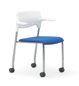 【送料無料】【4脚セット】スタッキングチェア MC-232Wクロームメッキタイプ 【素材・カラー選べます】オフィス家具 会議 チェア/椅子ホワイトシェル仕様/肘付き/キャスター付き