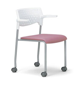 【送料無料】スタッキングチェア MC-222W粉体塗装タイプ 【素材・カラー選べます】オフィス家具 会議 チェア/椅子ホワイトシェル仕様/肘付き/キャスター付き