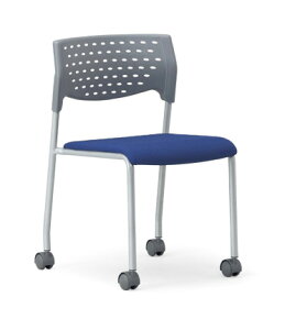 【送料無料】【4脚セット】スタッキングチェア粉体塗装タイプ 【素材・カラー選べます】オフィス家具 会議 チェア/椅子グレーシェル仕様/キャスター付き