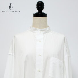 TICCA （ ティッカ ）トップクラスのシャツ地を使用 スタンドスクエアシャツuni【 日本製 洗える 送料無料 40代 50代 春 夏 秋 冬 きれいめ おしゃれ 体型カバー 長袖 ストレッチ 白 ブルーストライプ TICCA 】