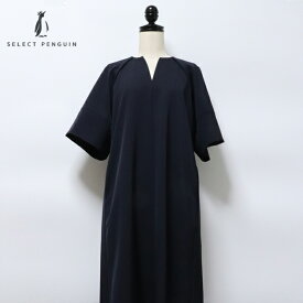 TICCA （ ティッカ ）適度なストレッチ性と上品な艶感がある キーネックドレス【 日本製 洗える 送料無料 40代 50代 春 夏 秋 きれいめ おしゃれ 体型カバー 接触冷感 半袖 ネイビー チャコールグレー TICCA 】