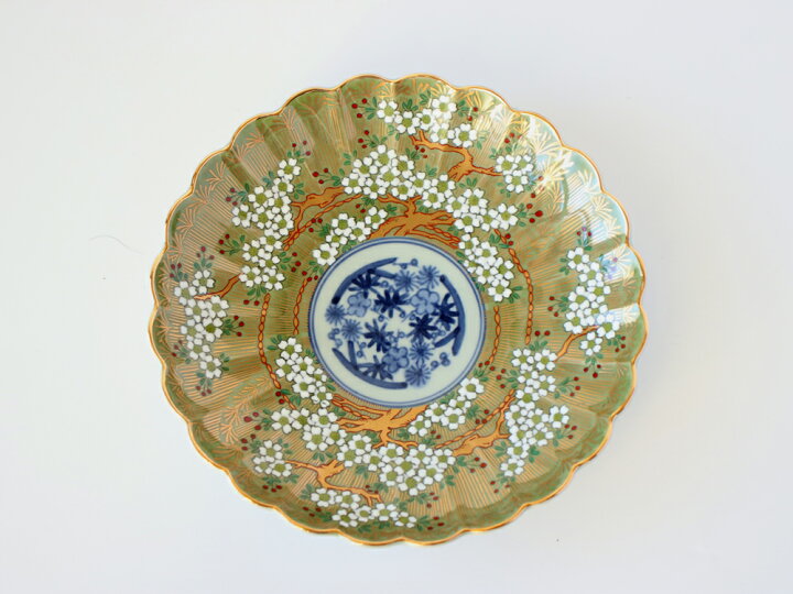 楽天市場】林九郎窯 古伊万里様式 琳派桜樹文 プレート15cm (緑 