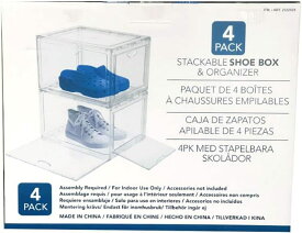 【コストコ】Stackable shoebox & organizer クリアシューズボックス 4個セット