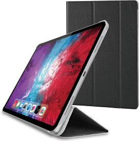 エレコム iPad Pro 11第3/2世代 (2021/2020年) ケース オートスリープ 2アングル 背面クリア ソフトレザー ブラック TB-A20PMWVBK