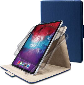 エレコム iPad Pro 11 第3/2世代 (2021/2020年) フラップケース ソフトレザー 360度回転 ネイビー TB-A20PM360NV