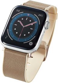 エレコム Apple Watch (アップルウォッチ) バンド 49mm 45mm 44mm 42mm レザー 革 TPU [上質で柔らかなヴィーガンレザーを使用] 【Apple Watch Series Ultra/8/7/SE2/SE/6/5/4/3/2/1 対応】 トープグレー×ピーチピンク AW-45BDMNOTG