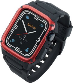 エレコム Apple Watch (アップルウォッチ) ケース バンパー バンド一体型 41mm [Apple Watch 8 7 対応] ZEROSHOCK 耐衝撃 衝撃吸収 米軍MIL規格 ECG機能 心電図機能 対応 レッド AW-21BBBZERORD