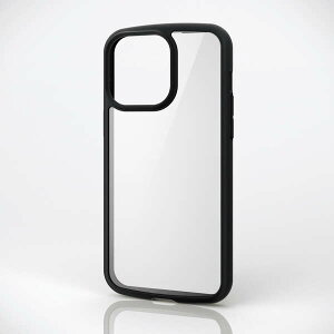 �G���R�� iPhone15 Pro Max �P�[�X TOUGH SLIM LITE �w�ʃK���X �ϏՌ� �Ռ��z�� ���^ �y�� �X�g���b�v�V�[�g�t�� �X�g���b�v�z�[���t�� [�S���z�u�̃G�A�[�N�b�V�������Ռ����z��] �u���b�N PM-A23DTSLFC