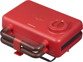 グリーンハウス ブルックリンスタイル 2枚焼きホットサンドメーカー プレート取り外し&水洗い レッド GH-HOTSBEC-RD