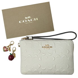 コーチ COACH 小物 ポーチ C6879 IMCHK デボスド シグネチャー レザー コーナー ジップ リストレット アンド チャーム チョーク アウトレット [並行輸入品]【レディース ギフト ブランド 小物入れ マルチポーチ 旅行】