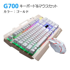 ゲーミングキーボード ゲーミングマウス 2点セット [G700] 英語配列 テンキー付き USB接続 光る バックライト 光学式マウス DPI調整 ブラック ゴールド