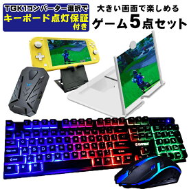 ゲーム4点セット+12インチ拡大鏡 ゲーミングキーボード ゲーミングマウス コンバーター スタンド 任天堂スイッチライト [KM191 GTX300/TG.K1] 光学式 有線 ニンテンドー スイッチ メンブレン テンキー付き 【送料無料】