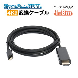 Type-C to HDMI 変換ケーブル 4K対応 1080P タイプCtoHDMI アダプター 高画質 ノートPC ノートパソコン モニター ミラーリング 1.8m コード ブラック 【送料無料】