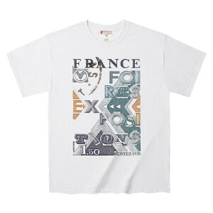 Tシャツ 70年代 フランス切手 アーチカレッジ系デザインTee