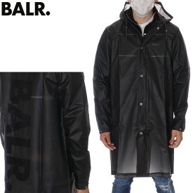 ボーラー BALR. ゴム素材 ベンチコート 防水 メンズ ビッグロゴ ロング レインコート フード付き Big Logo Long Hooded Raincoat B1382 1001