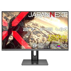 JAPANNEXT 27�C���` IPS�p�l������ 120Hz/1ms(MPRT)�Ή� 4K(3840x2160)�𑜓x �Q�[�~���O���j�^�[ JN-i27G120U2 HDMI2.1 DP sRGB:100% HDR400���� PS5 4K:120Hz�ڑ�