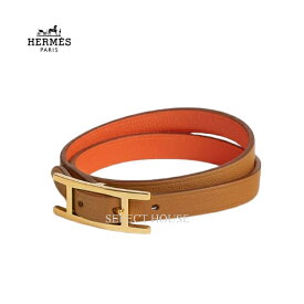 新品 お取り寄せHERMES エルメスブレスレット 《Bracelet Behapi Double Tour》【正規店直接買付品】レディースアクセサリーブレスレットブラウンオレンジゴールドレザーリバーシブルH064647CCBKT1